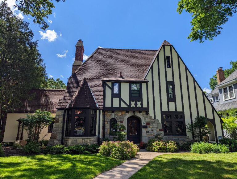 Image a of house after stucco restoration
